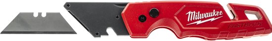 Milwaukee Fastback rood kantelmes met een los reserveblad.