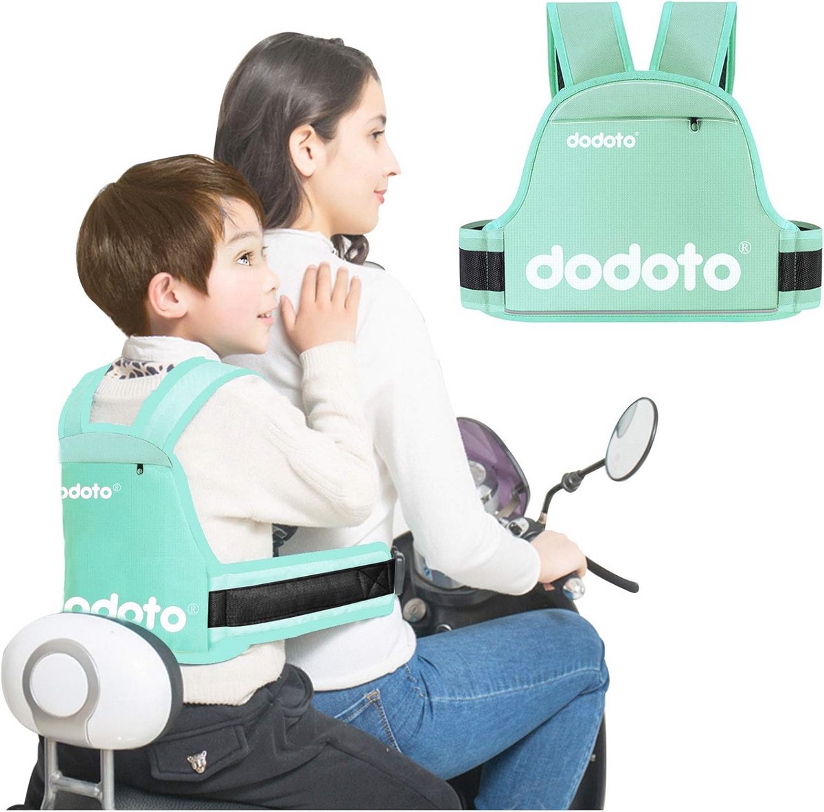 Kinderauto-accessoire voor veiligheid - met reflecterende strepen en verstelbare gordel - geschikt voor jongens en meisjes van 1 - 10 jaar - 75 characters.