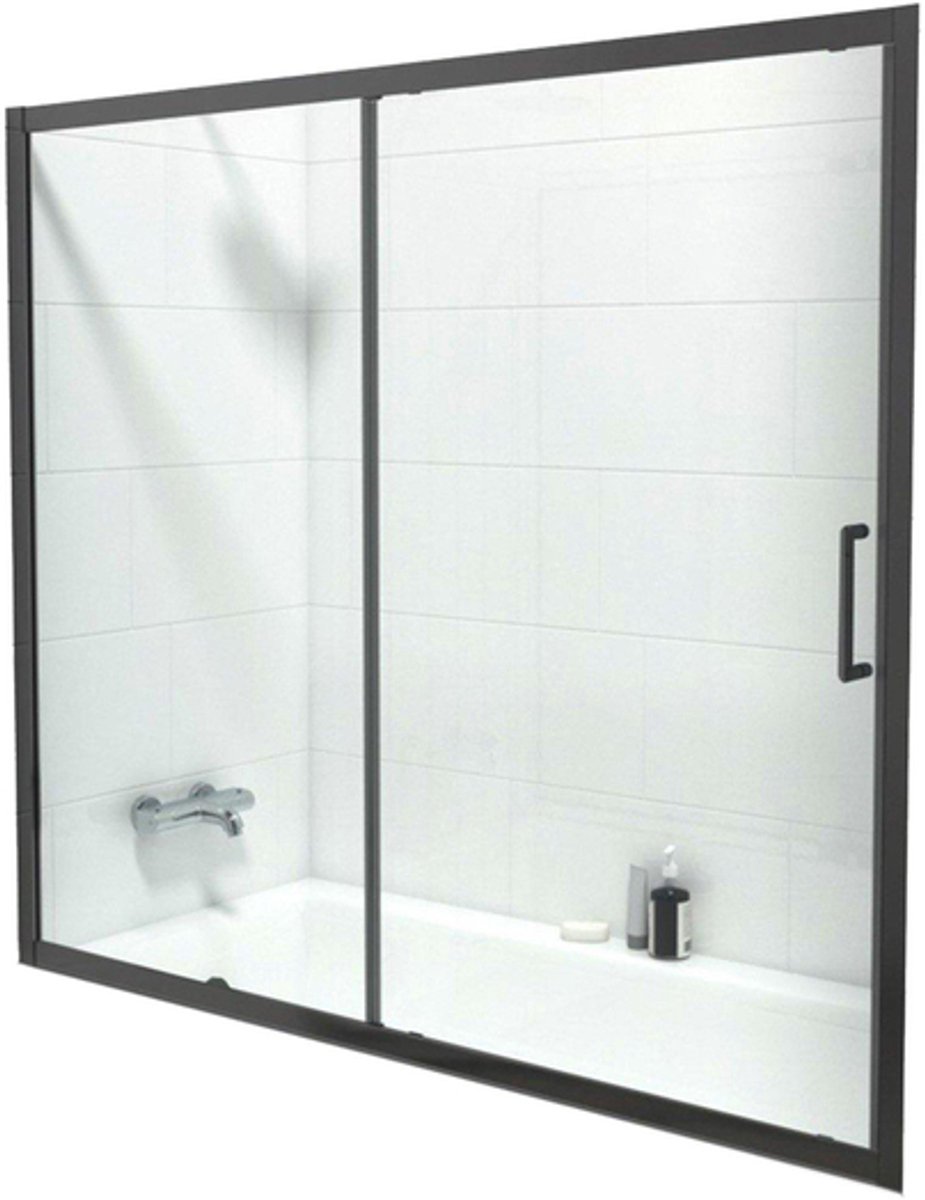 FugaFlow ID06 Quick Fit Badwand - 2 delige schuifdeur - 170x150cm - 6mm veiligheidsglas - anti kalk - mat zwart