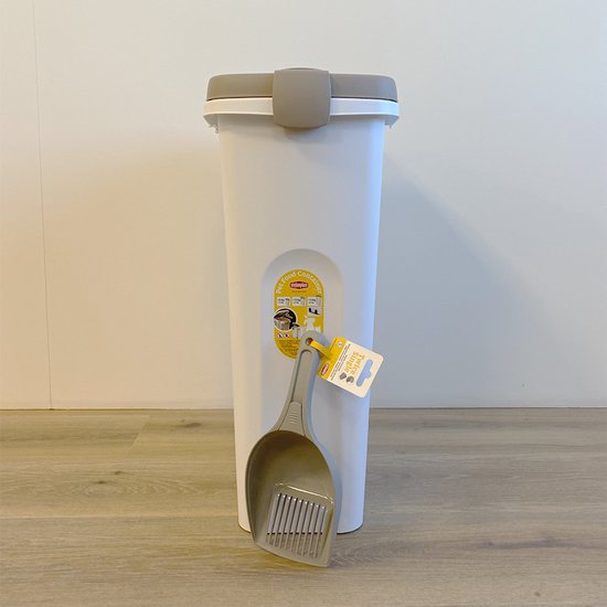 Conteneur d'alimentation - Tonneau d'alimentation - Tonneau d'alimentation avec couvercle - 40 litres - Avec pelle - Hermétique - Convient pour 15 kg d'alimentation - Avec roues