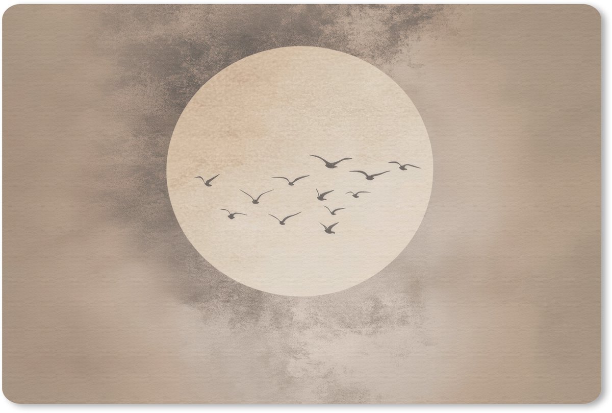 Muismat 27x18 cm - Mousepad Vogel - Beige - Japandi - Muismatten