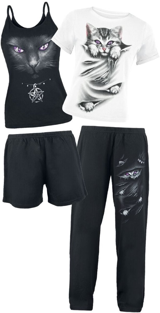 Spiral Bright Eyes Pyjama zwart-wit Katoen
