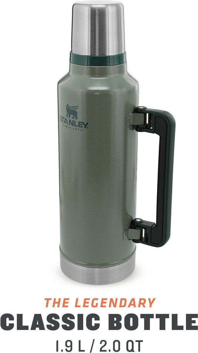 Stanley Classic Legendary Thermosfles 1.9L - Houdt 45 Uur Warm, 2 Dagen Koud - Vaatwasserbestendig - Roestvrijstalen Thermoskan - Lekvrij - Hammertone Green – foto 7