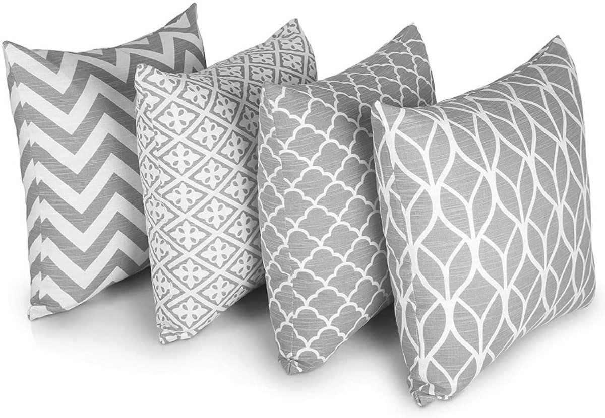 Unyqoos ® Luxueuze Set van Vier Decoratieve Kussenovertrekken voor Stijlvolle Woonkamerbank, 45 x 45 cm grijs