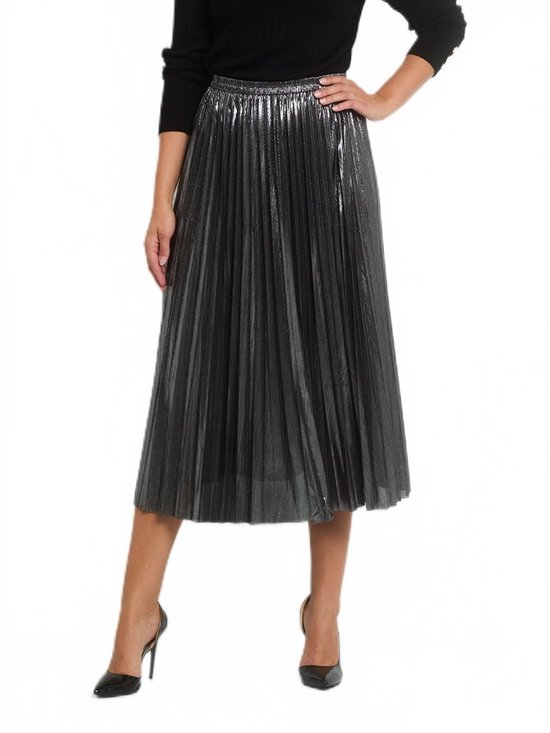 Metallic geplooide lange rok