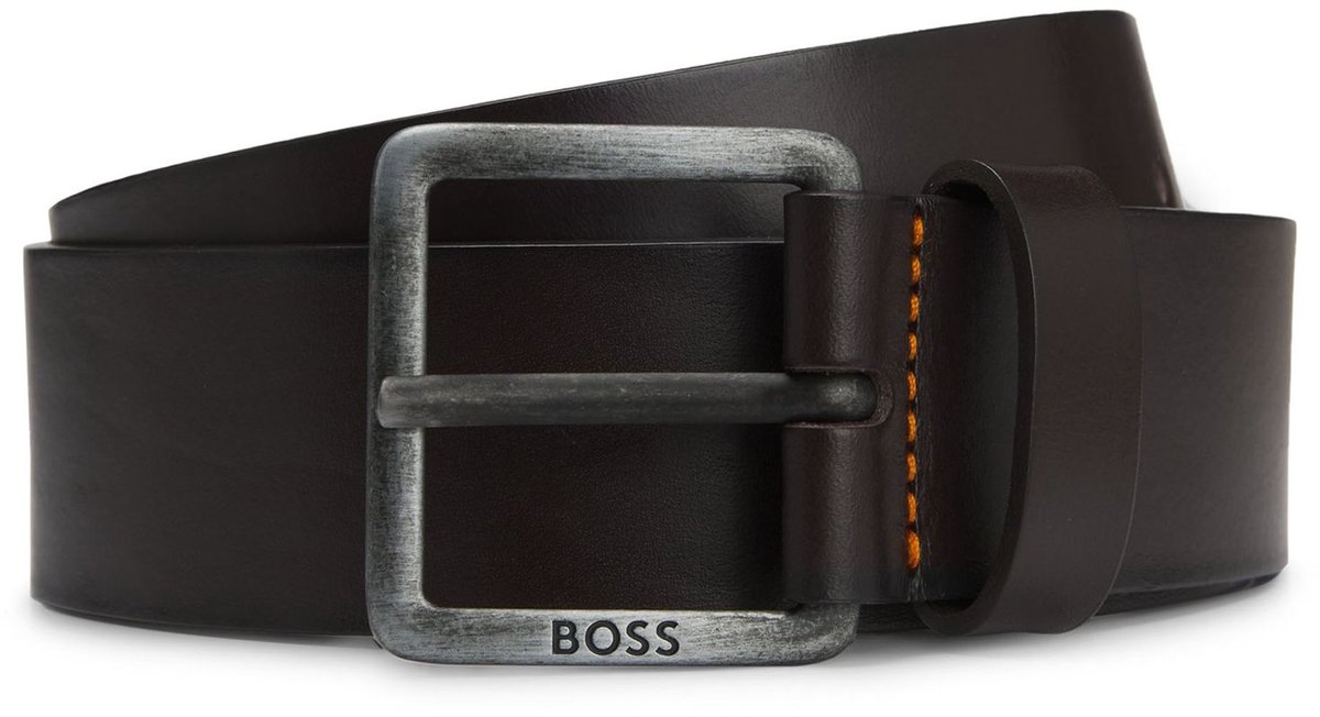 BOSS Leren Riem Jeeko Sz40 Belt W110 Dark Brown Donkerbruin