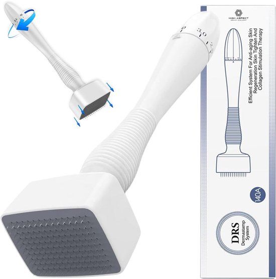 High Aspect® Premium Dermastamp 140 Naalden - Derma Stamp - Dermarolling - Beter dan Derma Roller - Verstelbaar van 0.3MM tot 3MM - Geschikt voor Huid, Haar & Baardgroei