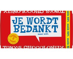 Tony's Chocolonely chocoladereep Melk Bedankt - 15 x 180 Gram