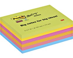 Memoblok Post-it 8645 Super Sticky 203x153mm assorti 6 stuks
