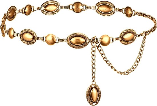 Amabro dames metalen kettingriem, westerse concho kettingriem verstelbare boho taille kettingriemen voor jurken spijkerbroek cowgirl, Goud, Zilver