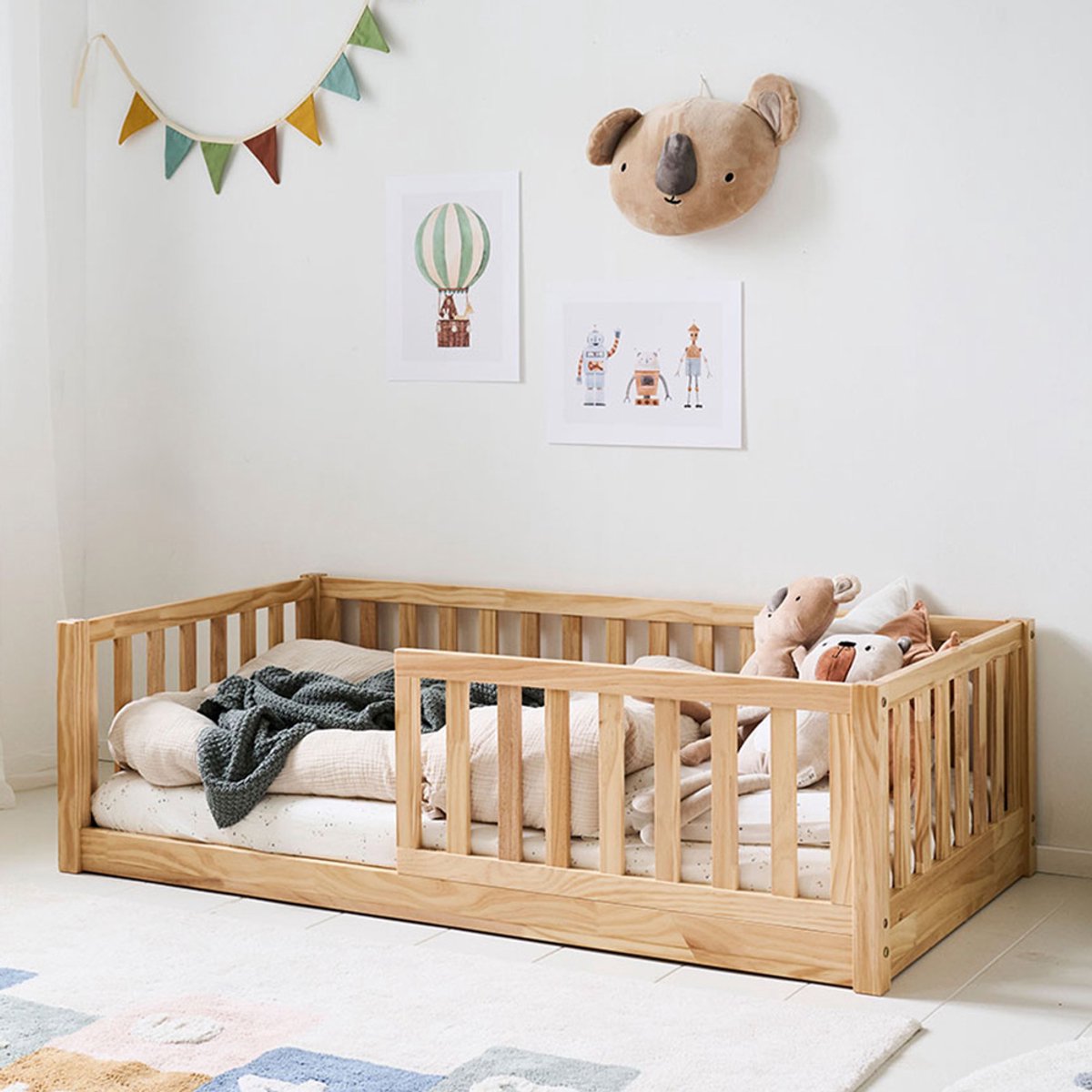 Petite Amélie Vloerbed Nid - Peuterbed 70x140 cm - Montessori bed - Naturel