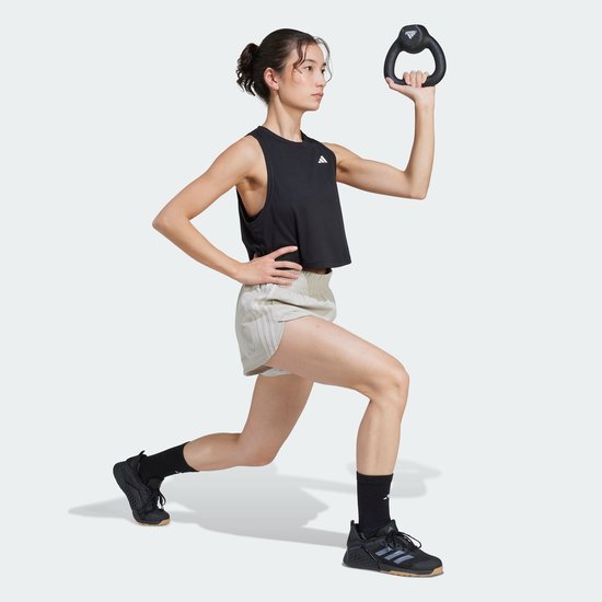 Short d'entraînement tissé taille haute adidas Performance Pacer 3 bandes - Femme - Grijs- L 8 cm