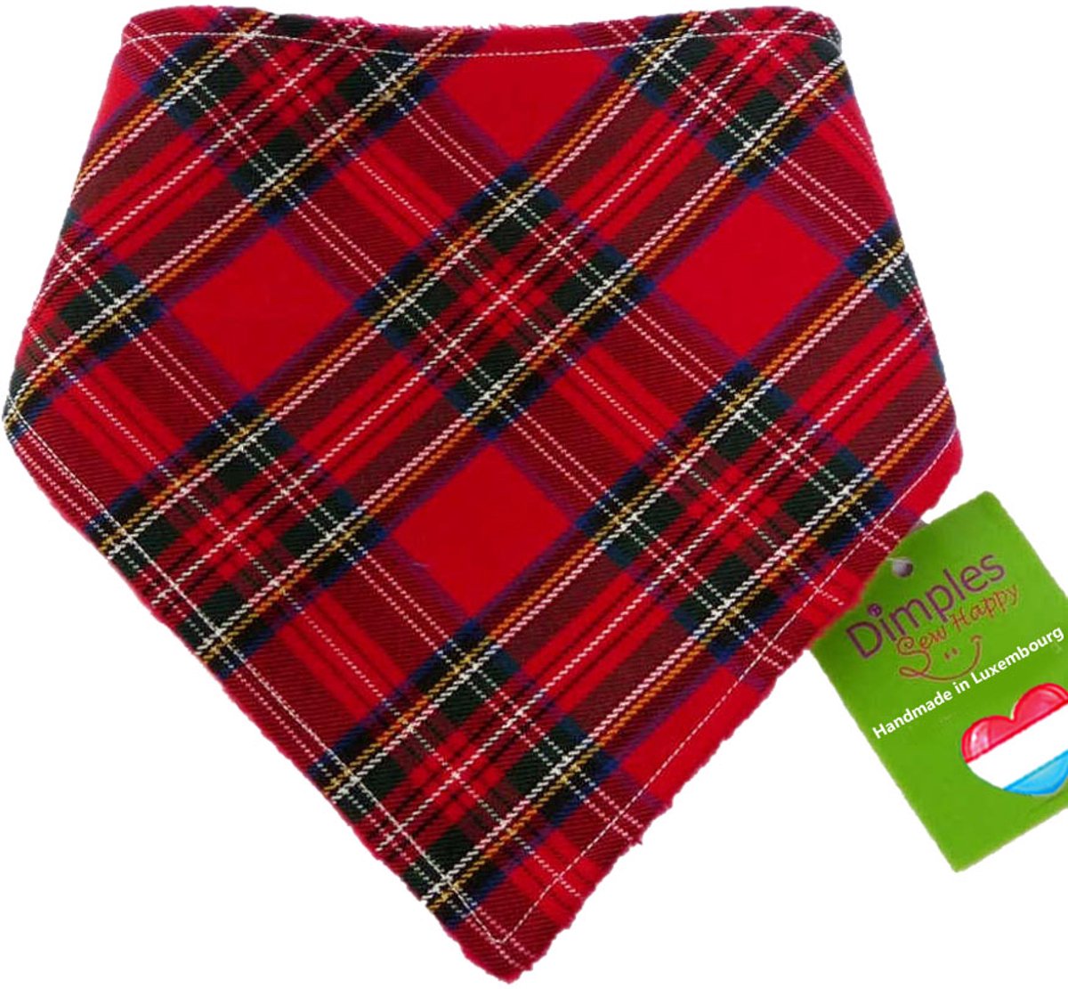 Rode tartan hondenhalsdoek - DIMPLES 60cm XXL hondensjaal hondenbandana met comfortabele drukknopen