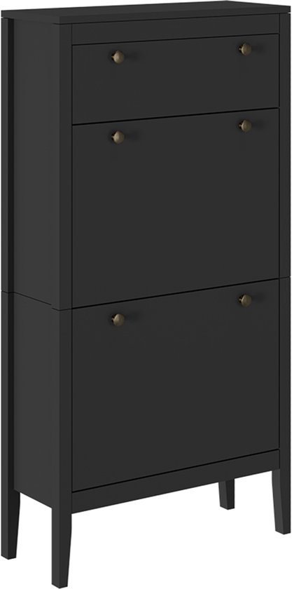 Vicco Aron Schoenenkast - 60 x 153 cm 3 compartimenten Zwart Vicco Aron Schoenenkast - 60 x 153 cm 3 compartimenten Zwart