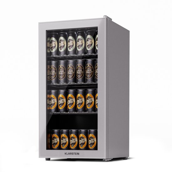Klarstein koelkast met glazen deur, stille roestvrijstaal koelkast, indoor/outdoor drankenkoelkast, smalle wijnkoelkast voor dranken, 74L koelkast met uitneembare schappen, 3-18°C van Klarstein — afbeelding 3