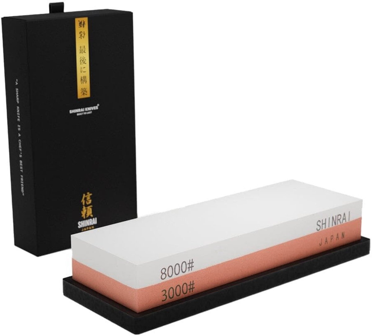 Shinrai Japan - Tweezijdige Slijpsteen - Slijpsteen voor messen - Wetsteen - Grit 3000/8000 - Geleverd in luxe geschenkdoos