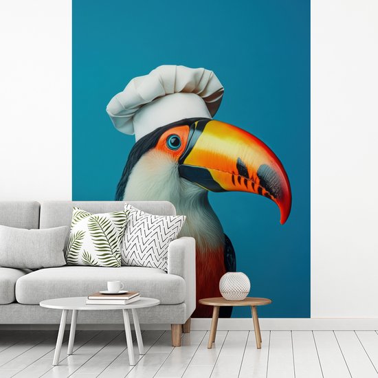 Behang - Fotobehang Toekan - Papegaai - Vogel - Koksmuts - Breedte 160 cm x hoogte 220 cm