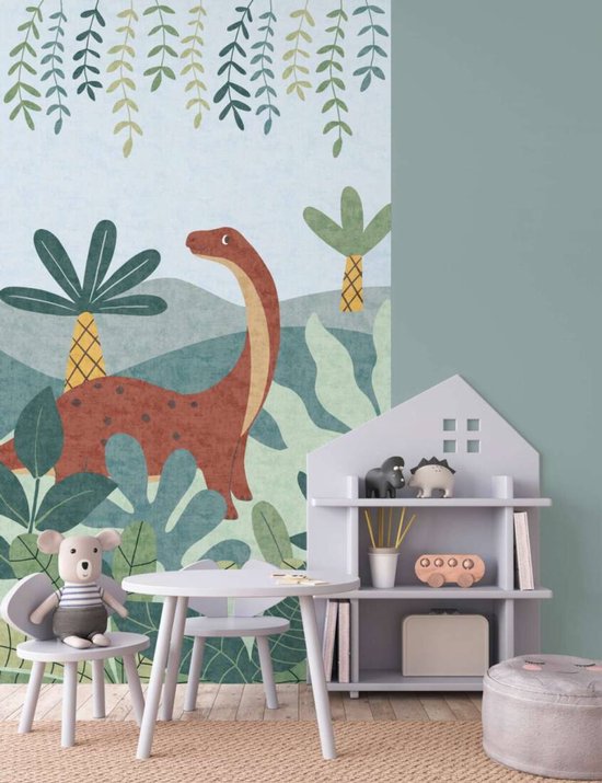 FOND D'ÉCRAN PHOTO DINOSAURE | Chambre d'enfant - Blauw Vert Coloré - AS Création Lilly & Luis