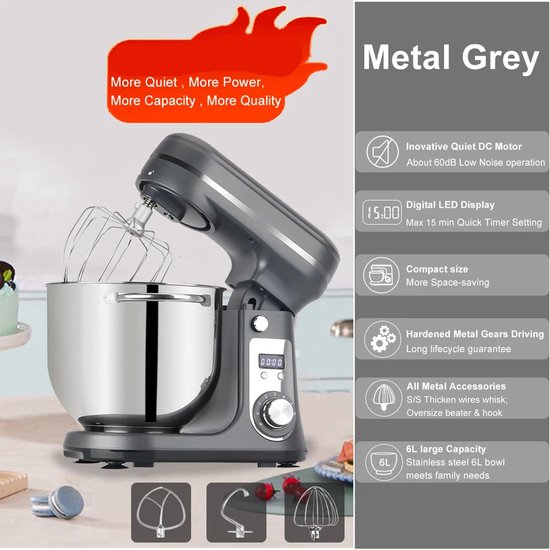 Steel Mixer - Linea Tegno - Professional Kitchen Mixer with 6.5L