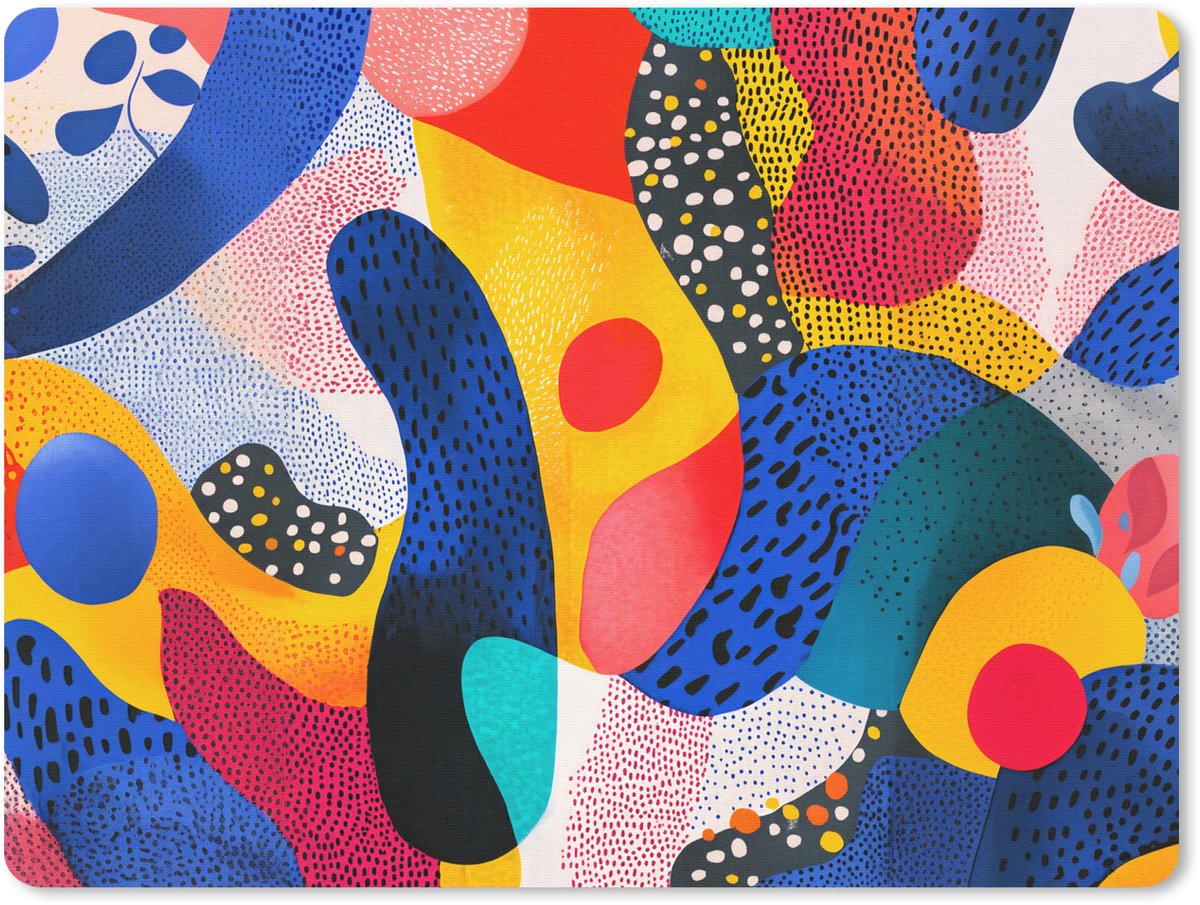 Muismat 23x19 cm - Mousepad Vormen - Abstract - Stippels - Blauw - Muismatten
