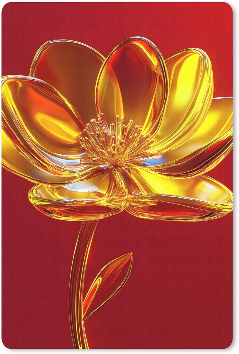 Muismat 18x27 cm - Mousepad Bloem - Goud - Glazen - Muismatten