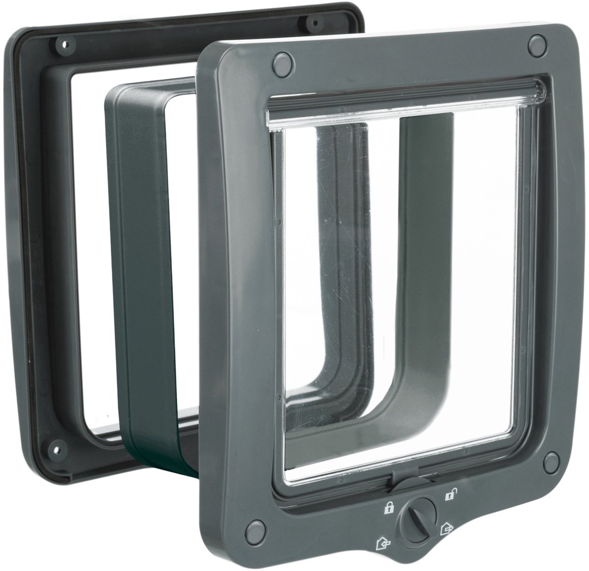 Trixie 4-weg huisdierluik XXL met tunnel 24 x 28 cm Grijs