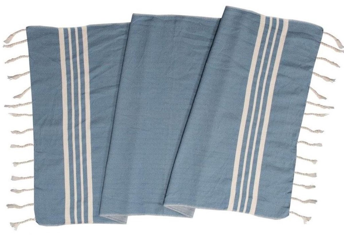 Lalay Kleine Hamamdoek Krem Sultan Air Blue 100x50cm - Air blue - 100 - 50 - dunne katoenen handdoek - sneldrogende saunahanddoek (niet geschikt als lendendoek)