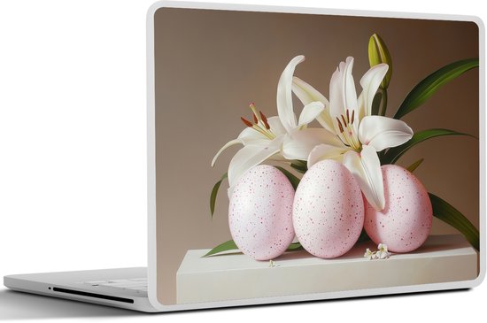Laptop sticker - 14 inch - Lelies - Eieren - Pasen - 32x5x23x5cm - Laptopstickers - Laptop skin - Cover