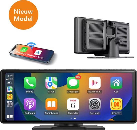 VCTparts® Navigatiesysteem Smart Touchscreen 10 inch - Draadloos Apple CarPlay en Android Auto Auto Multimedia Scherm