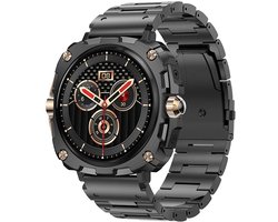 WizBay Premium Select® 1.43inch AMOLED Screen Smartwatch Dames Heren - Android en iOS - Bluetooth Call - 02 Zuurstof - Bloedruk - Dynamic Hartslag & Slaap Monitor - Message - Magnetic Laden - Smartwatches - Zwart met rvs Zwarte Band Rose Knoppen