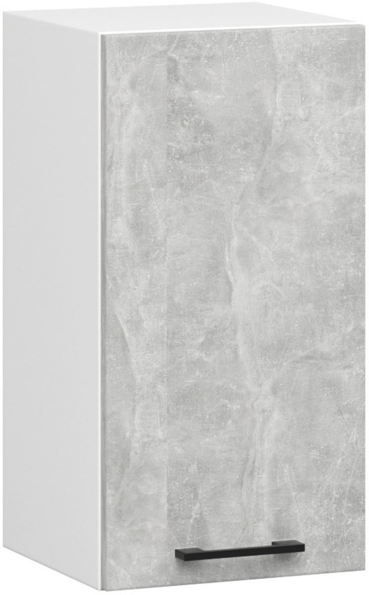 Akord Keukenkast modulaire OLIWIA W40 met 1 Deur / Hangkast / Bovenkast / AKORD Furniture Factory / Wit – Beton Grijs / 40 x 58 x 30 cm