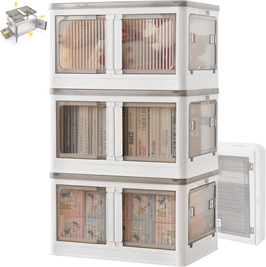 SmartStore 61L grote plastic opbergdozen met deksel, 2 stuks, versterkt, helder, 10 jaar garantie, voedselveilig, clip vergrendeld, stapelbaar en nestbaar, BPA-vrij, L 59 x B 39 x H43 cm