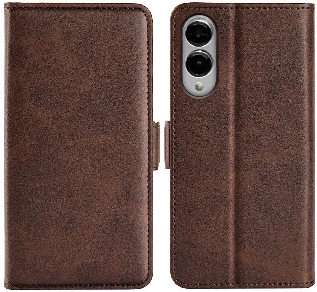 Mobigear Telefoonhoesje geschikt voor Samsung Galaxy S25 Edge Hoesje | Mobigear Slim Magnet Bookcase Portemonnee | Pasjeshouder voor 3 Pasjes | Telefoonhoesje voor Pinpas / OV Kaart / Rijbewijs - Bruin