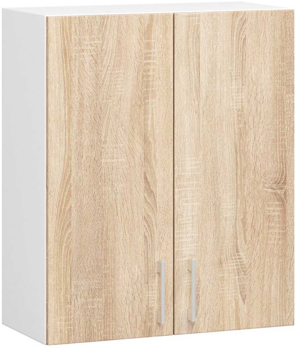 Keukenkast modulaire LIMA W60 met 2 Deuren / Hangkast / Bovenkast / AKORD Furniture Factory / Wit - Sonoma Eik / 60 x 72 x 30,5 cm