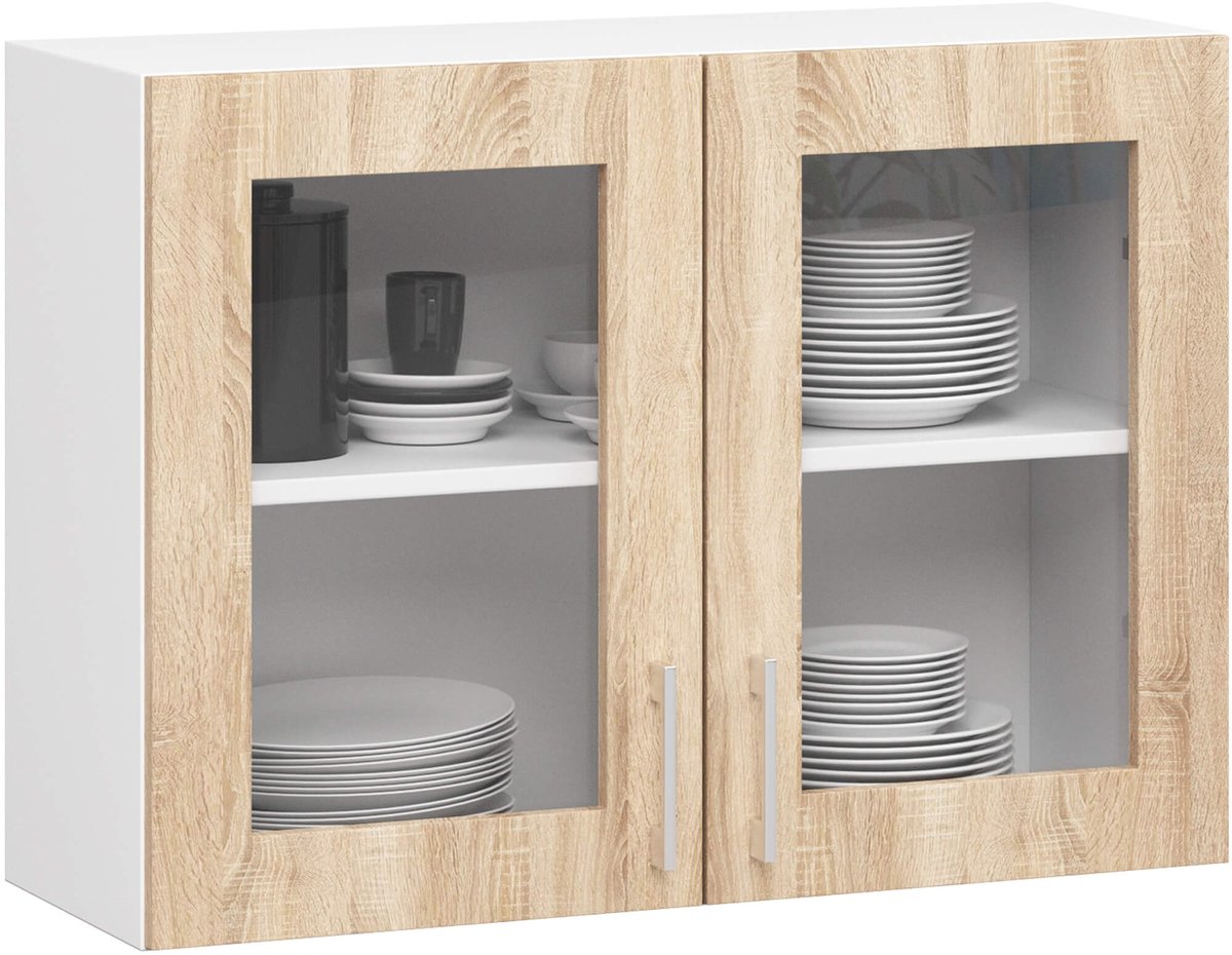 Vitrinekast, Keukenkast modulaire LIMA W80 met 2 Deuren / Hangkast / Bovenkast / AKORD Fur