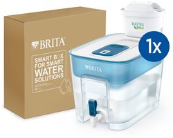 BRITA Flow waterfiltersysteem Cool blue (8,2L) incl. 1 x MAXTRA PRO All-in-1 filter die PFAS, chloor en kalkaanslag vermindert - waterdispenser met XXL volume, past in de koelkast - Duurzaam verpakt