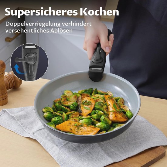 AIKENBBKK Keramische pannenset, 5-delig, pan met deksel, 20/24/28 cm, antiaanbaklaag, braadpannenset met afneembare handgreep, oven- en vaatwasmachinebestendig, blauw