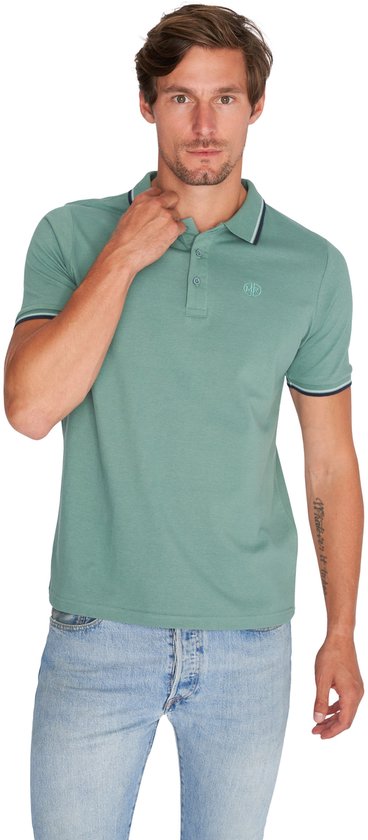 Mario Russo - Polo pour hommes SS Tipped Polo Edward - Vert - Taille XL