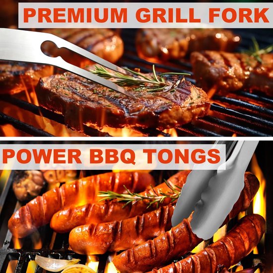 Famanu 30Pcs Hoge Kwaliteit Roestvrij Staal Barbecuegerei-Sets - Professionele Duurzame Grillset - Complete Grill Set - Outdoor Camping Grillbestek-Set voor Mannen en Vrouwen — afbeelding 5