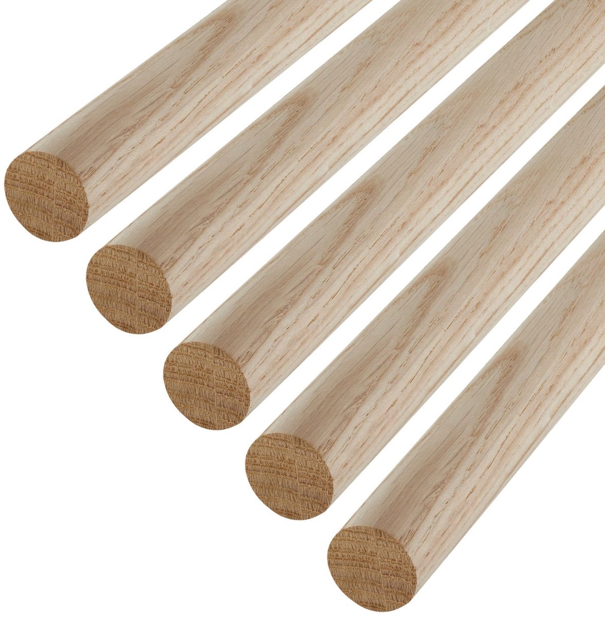 5 stuks SOTECH eiken ronde stokken glad Ø30 x 1180 mm ronde houten stokken voor handwerk of als kapstok