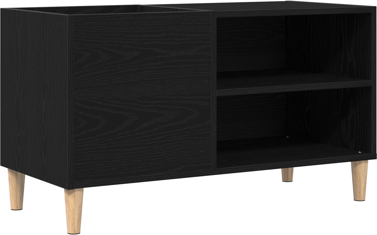 vidaXL Platenkast - 84,5 - x - 38 - x - 48 - cm - Bewerkt - hout - Zwart - eiken Zwart eiken