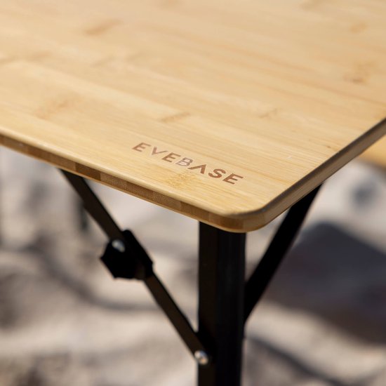EveBase® Flex Bamboe Campingtafelset - Inklapbare Campingtafel en Campingbankjes - In Hoogte Verstelbare Tafel - Weersbestendig - Met Opbergtas — afbeelding 5
