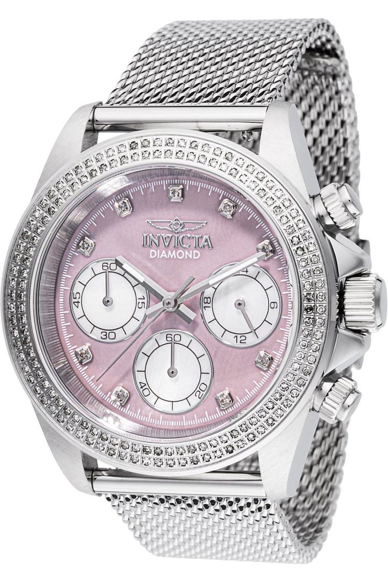 Invicta Elite Diamond 48758 Dames Horloge - Waterdicht - Analoog - Quartz Uurwerk - Roestvrij Staal met parelmoeren Wijzerplaat - 38mm - Met 169 diamanten