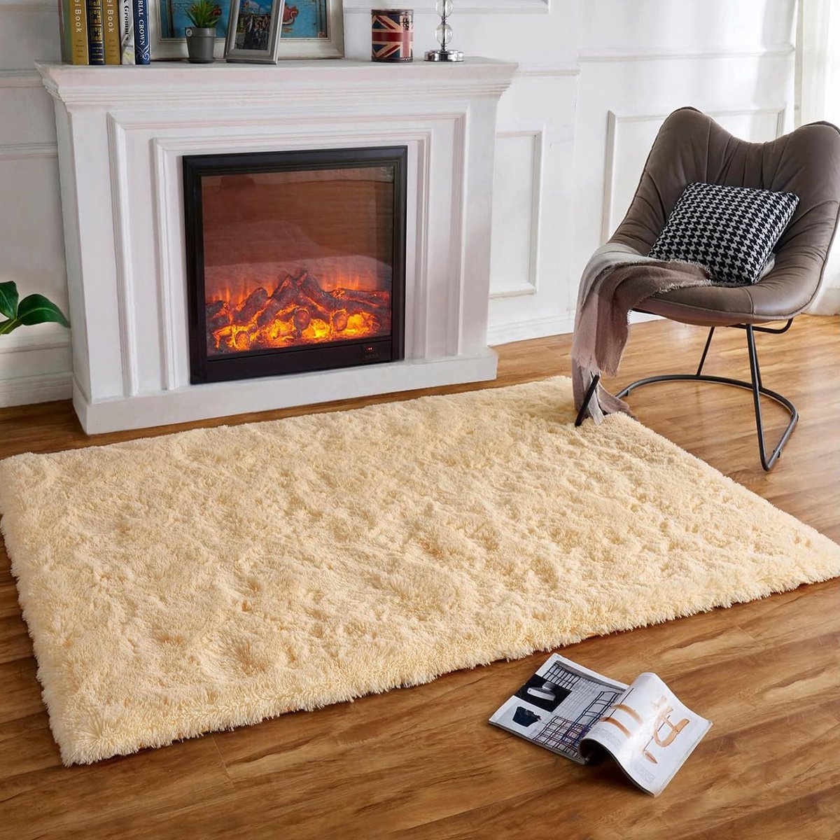 Ibenzoa® Superzacht Pluizig Tapijt voor Woonkamer en Slaapkamer, Hoogpolig en Antislip Design
