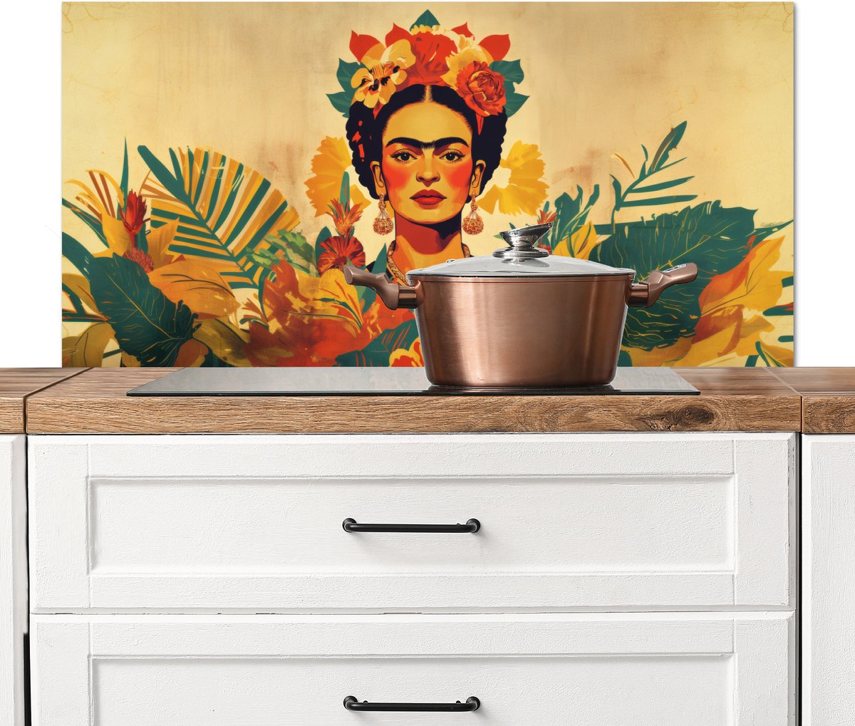 KitchenYeah Spatscherm keuken 100x50 cm Kookplaat achterwand Vrouwelijk Bloemen Sieraden Muurbeschermer Spatwand fornuis Hoogwaardig aluminium