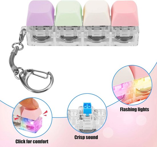 Fidget Keyboard, Keychain, Mechanical Switch, Stress Relief