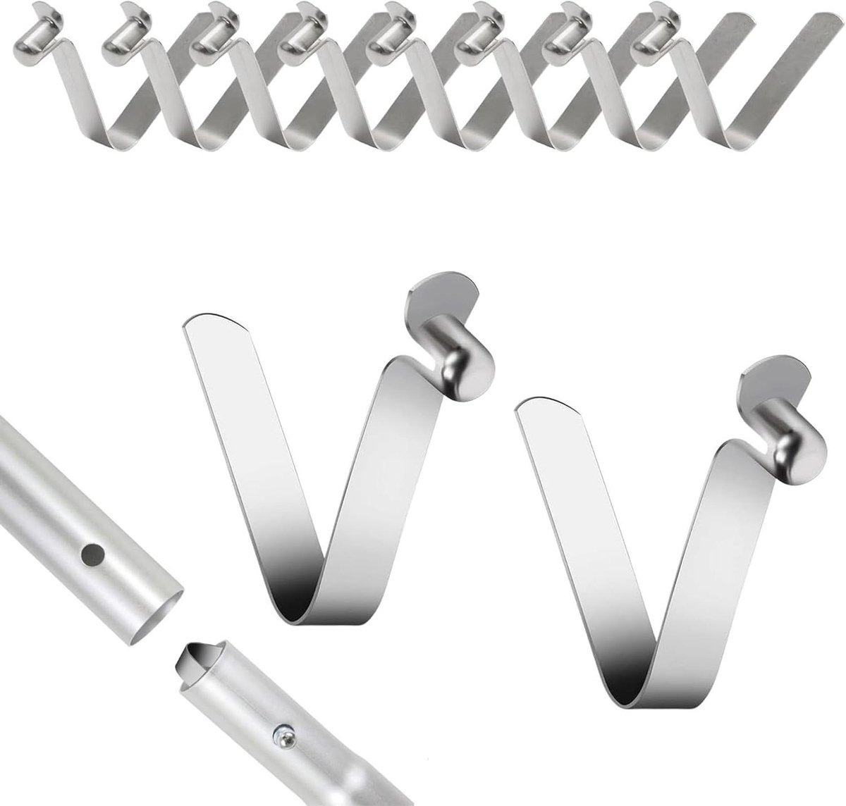 Veerclips met één knop - Set van 10 stuks.