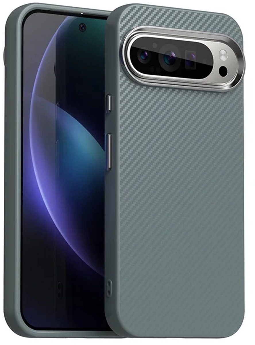 Hoesje geschikt voor Google Pixel 9 Pro XL - Phonesta IMD Carbon Fiber Back Cover - Grijs
