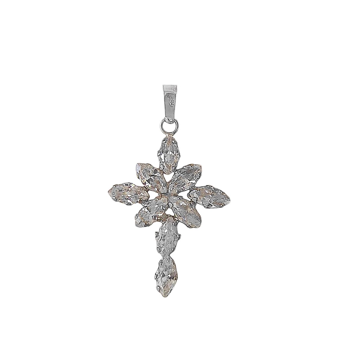 Witgouden Kruis Hanger Zirkonia 31 mm 18 mm 18 karaats