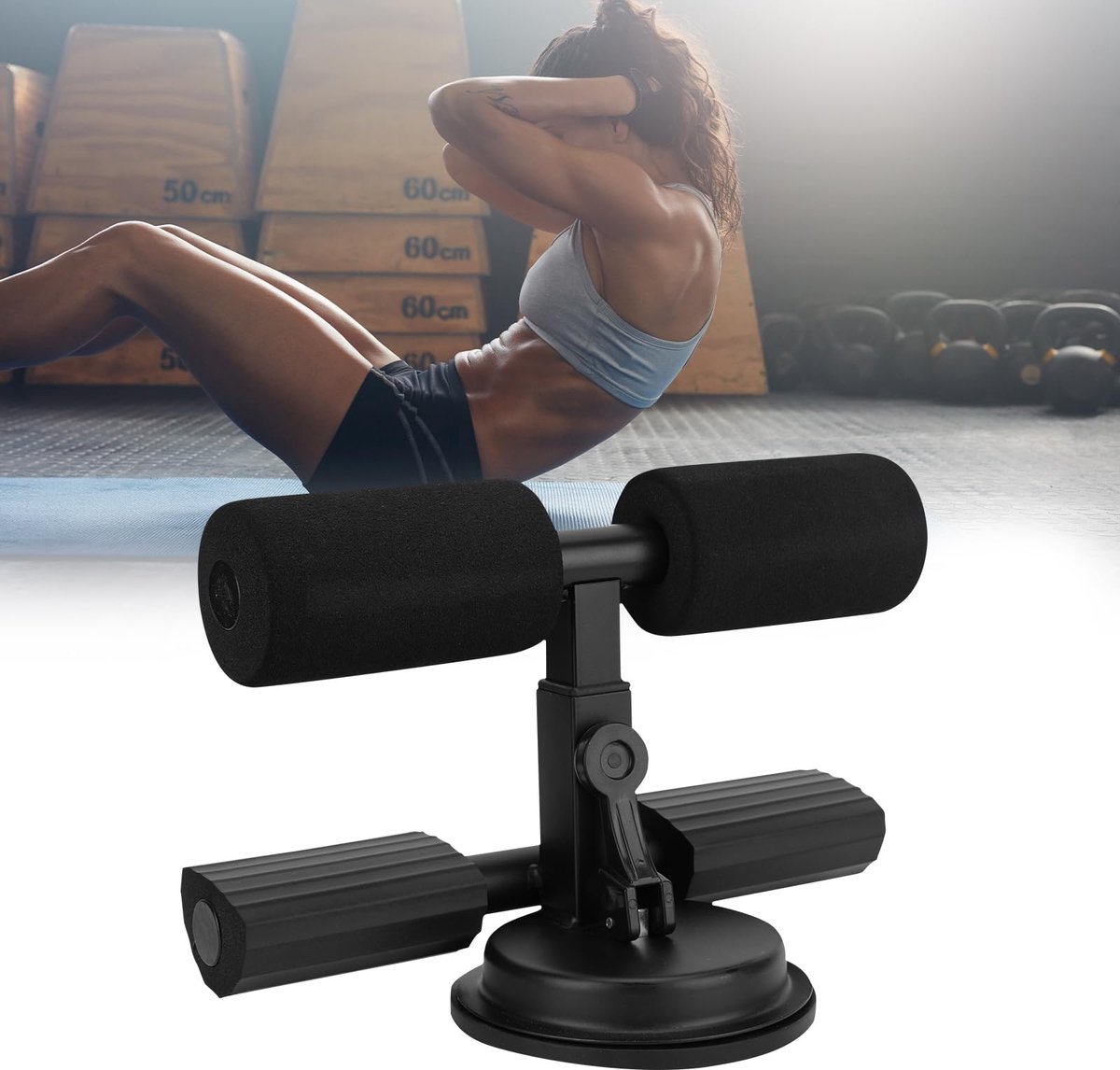 Ibenzoa® Sit Up Bar Buiktrainer, Sit Up Assistant, sport, buikspiertrainer, zelfzuigende zitstang, in hoogte verstelbaar, sit-up-stang, hulp assistent met zuignappen voor thuis en op kantoor